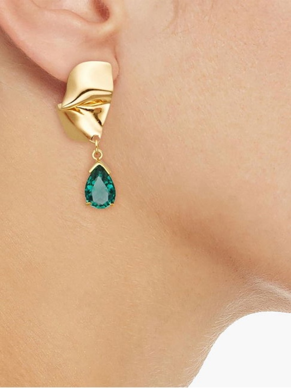 Cornelia Webb 24-Karat Gold-Plated Quartz Asymmetric Pear Drop Earrings - Picture 3 of 9